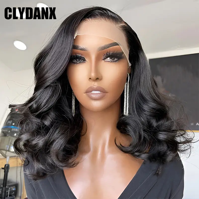 CLYDANX Bob Wig Human Hair 13x4 Lace Front Wigs Human Hair Pre Plucked Human Hair For Women Short Bob Wigs Brazilian Body Loose Wave Human Hair Wig 200% Density