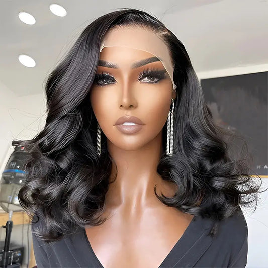 CLYDANX Bob Wig Human Hair 13x4 Lace Front Wigs Human Hair Pre Plucked Human Hair For Women Short Bob Wigs Brazilian Body Loose Wave Human Hair Wig 200% Density