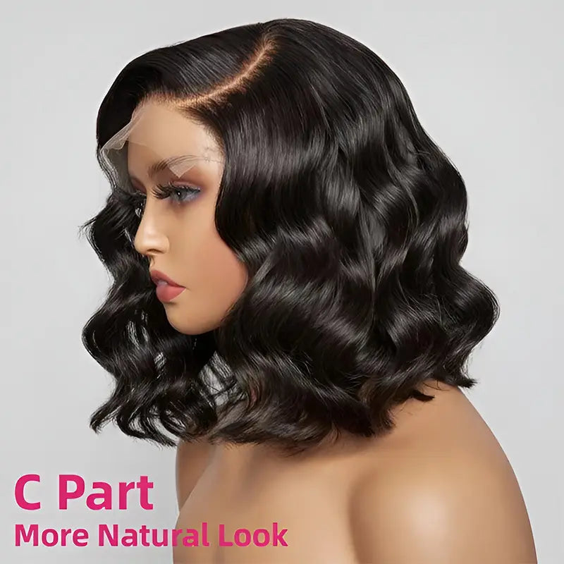 CLYDANX Bob Wig Human Hair 13x4 Lace Front Wigs Human Hair Pre Plucked Human Hair For Women Short Bob Wigs Brazilian Body Loose Wave Human Hair Wig 200% Density